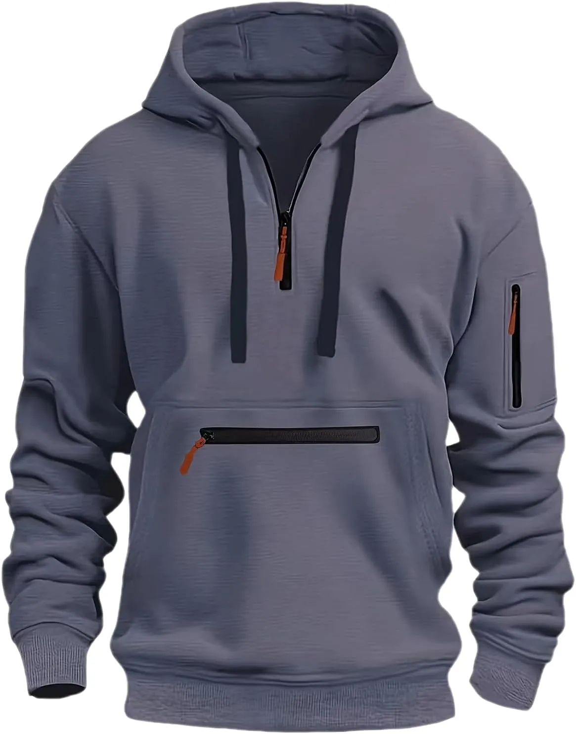 Men's Hoodies Quarter Zip Pullover Vintage Workout Running Active Hoodies with Pockets Military Tactical Sweatshirt