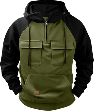 Men's Hoodies with Quarter Zip Pullover, Stylish and Comfortable Zipper Hoodie for Outdoor Activities