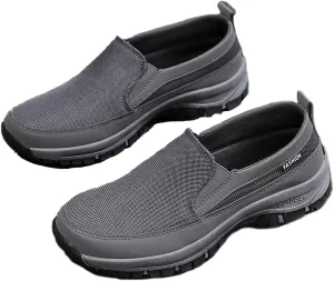 Men's Platform Canvas Slip-On Loafer Casual Shoes, Comfy Lightweight Non-Slip Orthopedic Sneakers with Arch Support Working Traveling Breathable Driving Walking Shoes