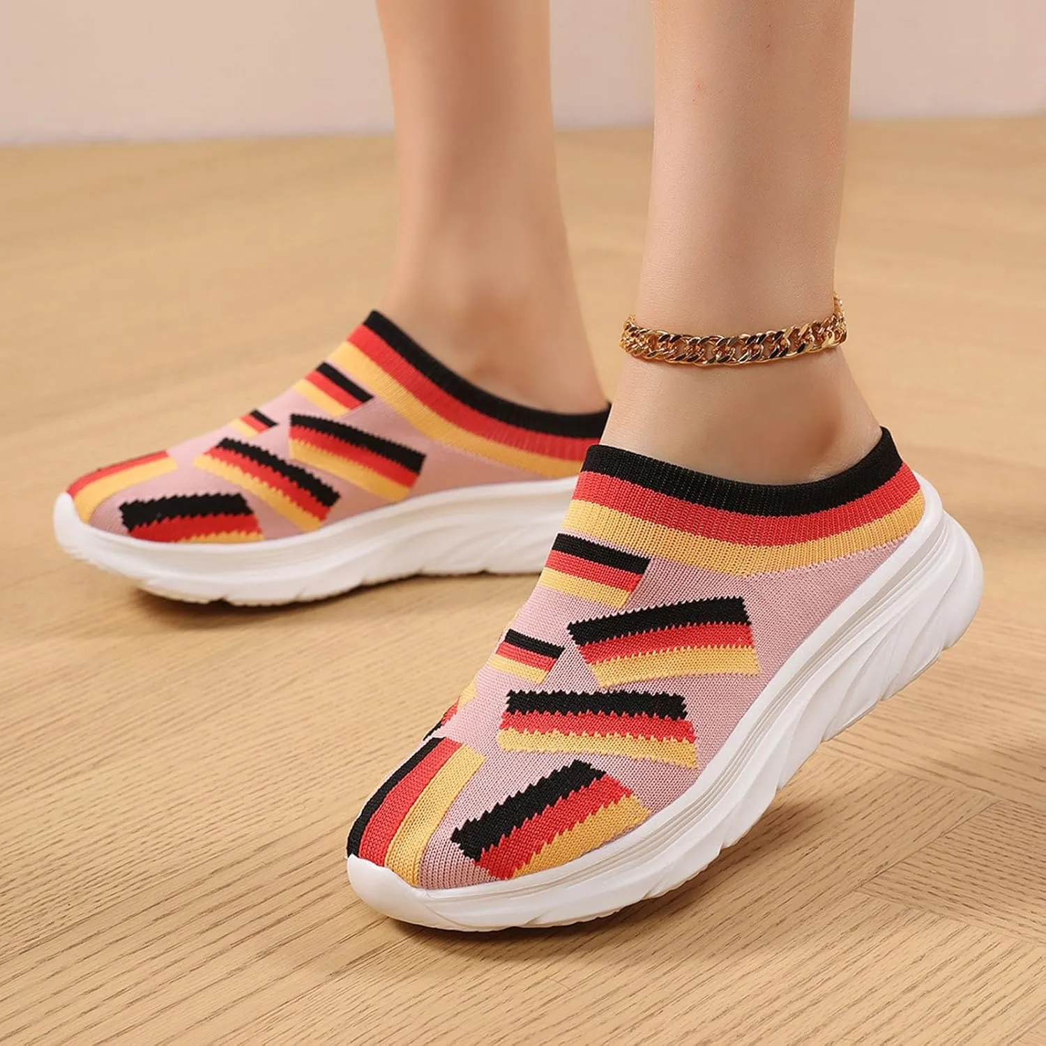 Mens Sandals Summer Single Mesh Breathable Clearance UK Mens Vintage Closed Toe Soft Wide Fit Thick Bottom Casual Slip on Shoes Vacation Comfortable All Day Walking Casual Sandals (Pink 4 UK)