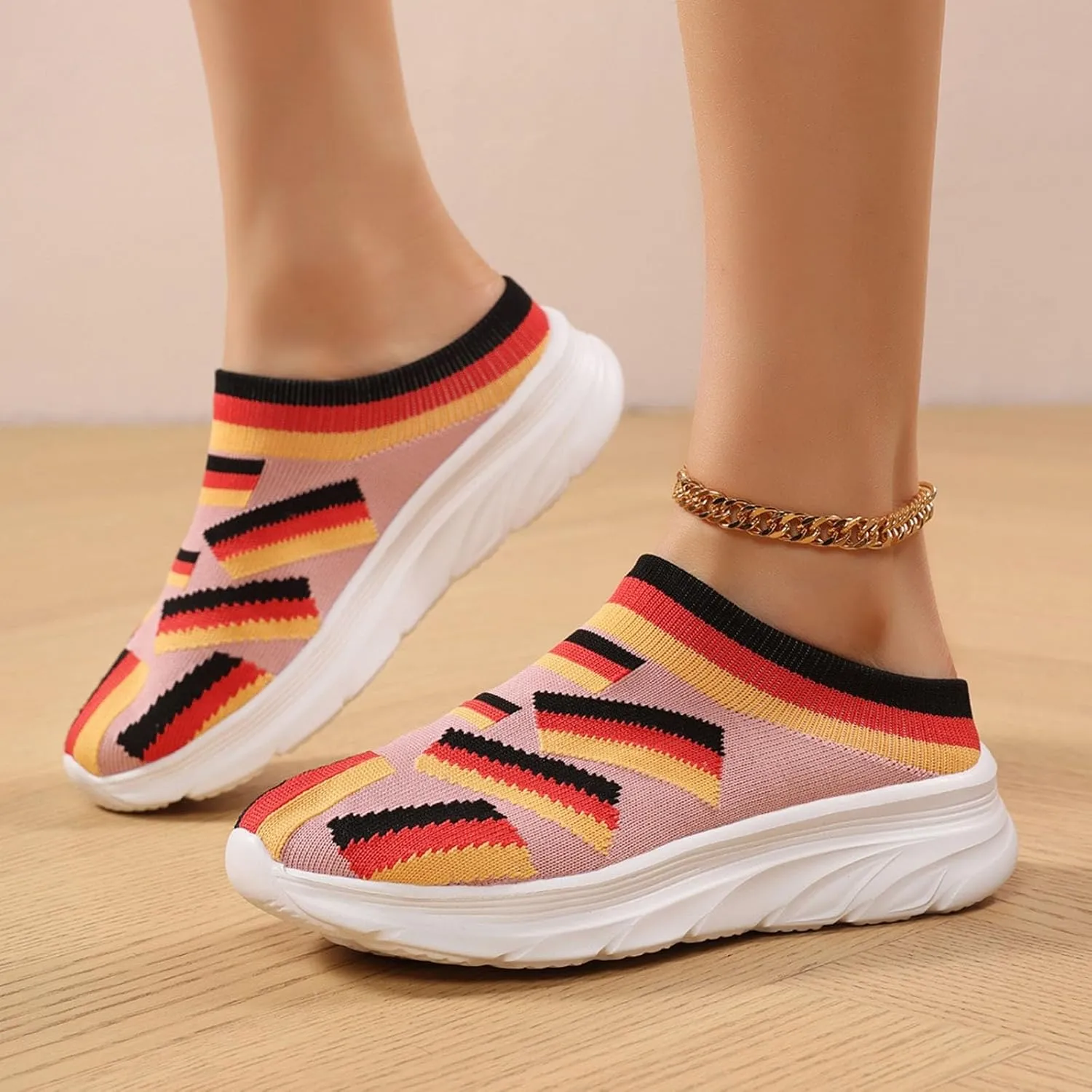 Mens Sandals Summer Single Mesh Breathable Clearance UK Mens Vintage Closed Toe Soft Wide Fit Thick Bottom Casual Slip on Shoes Vacation Comfortable All Day Walking Casual Sandals (Pink 4 UK)
