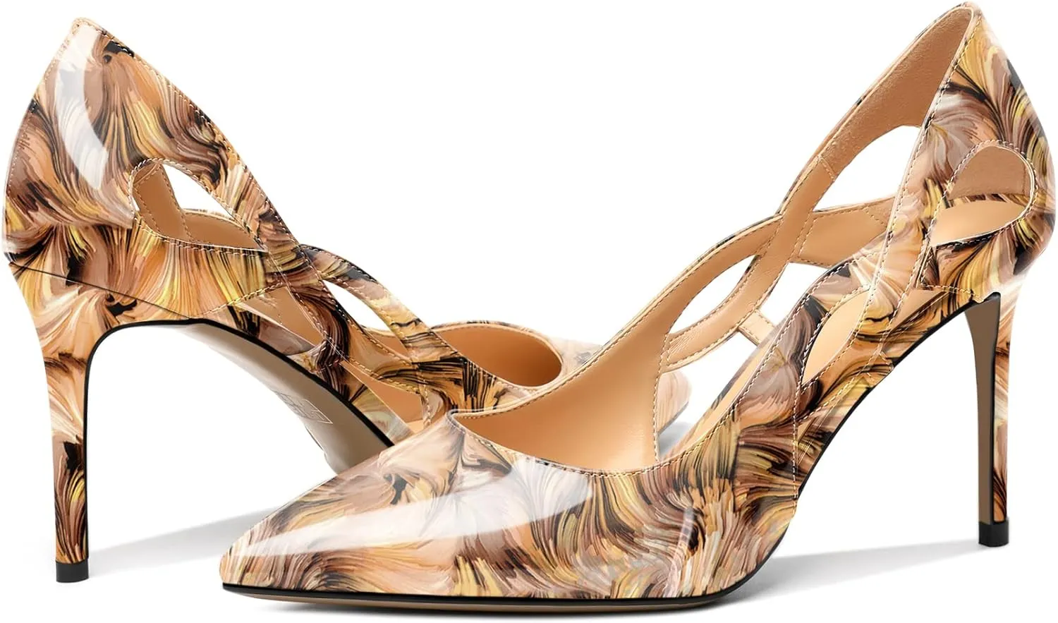 Mettesally Womens High Heel Pumps Pointed Closed Toe Heeled Shoes Stiletto High Heels Slip On Cross Strap Dress Party Shoes