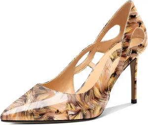 Mettesally Womens High Heel Pumps Pointed Closed Toe Heeled Shoes Stiletto High Heels Slip On Cross Strap Dress Party Shoes
