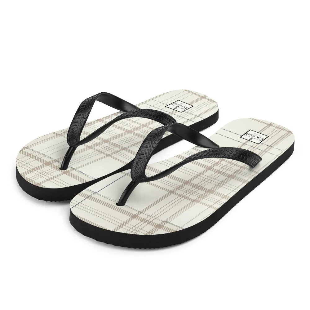 O'Lo Tan Plaid Flip-Flops