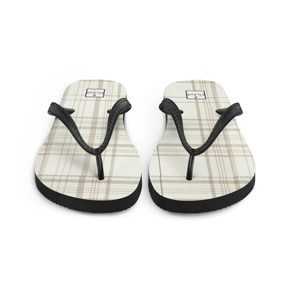 O'Lo Tan Plaid Flip-Flops