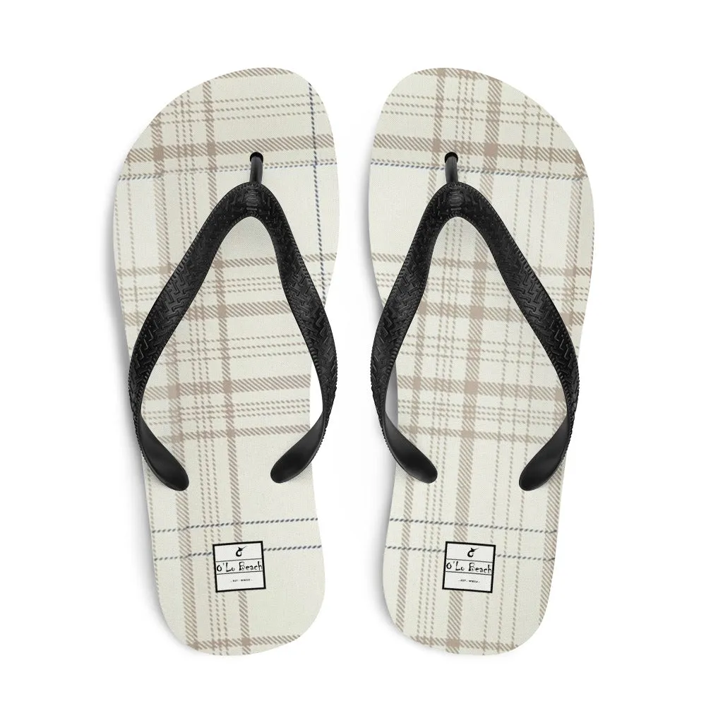 O'Lo Tan Plaid Flip-Flops