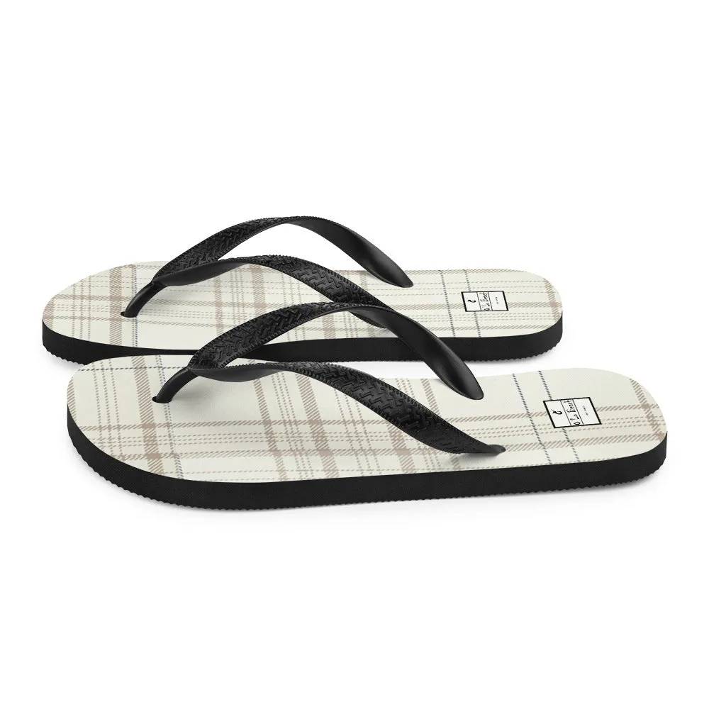 O'Lo Tan Plaid Flip-Flops