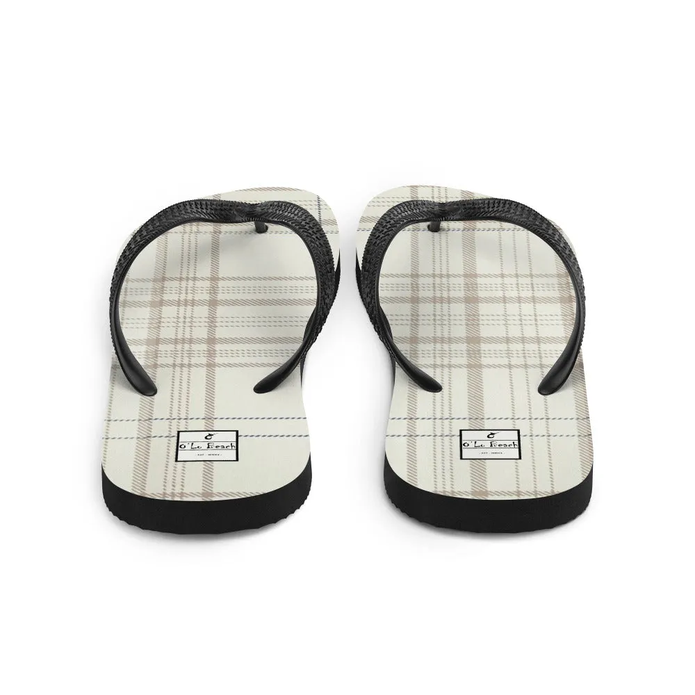 O'Lo Tan Plaid Flip-Flops