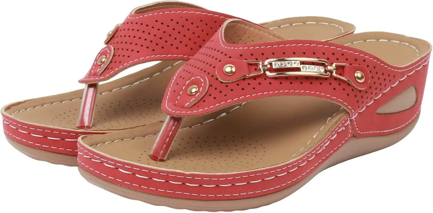 Orthopedic Flip Flops for Women with Arch Support Pillow Soft Summer Beach Walking Cushion Thong Sandals Lightweight Non-Slip Comfortable Slip On Slippers