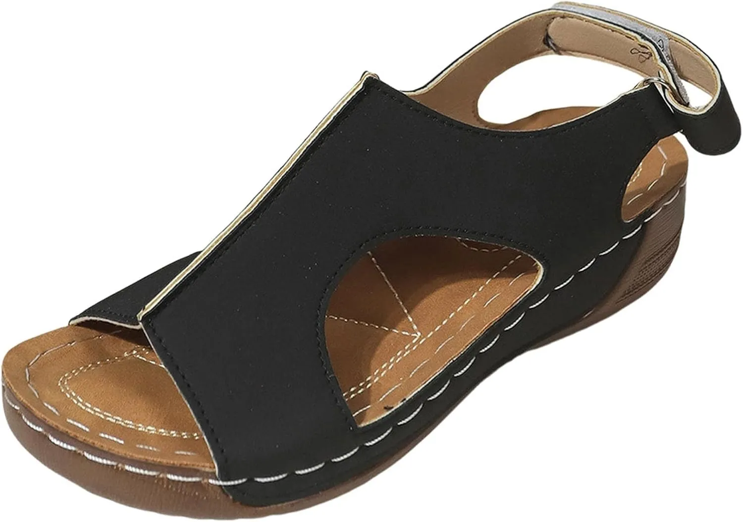 Orthopedic Sandals for Women with Arch Support Comfortable Wedge Sandal Summer Ankle Strap Open Toe Wedge Dressy Sandals Casual Dressy Open Back Sandal Platform Slip On Shoes for All Day Wear
