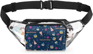 Party Hat Clear Fanny Pack Stadium Approved Adjustable Clear Belt Bag Cute Waist Bags for Women Men Travel Sports Events Hiking Concerts