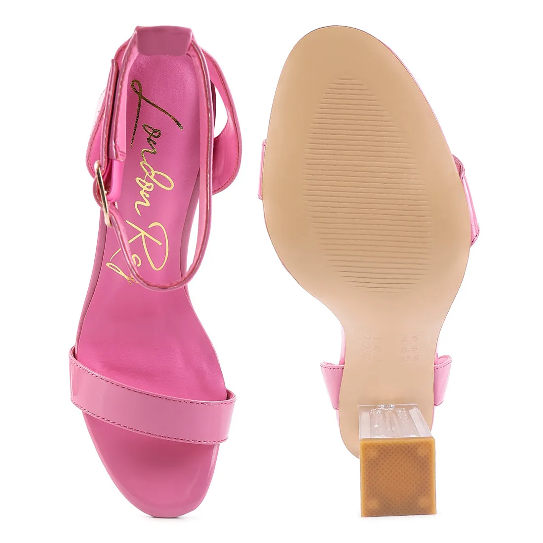 Pink Clear High Heeled Block Sandals