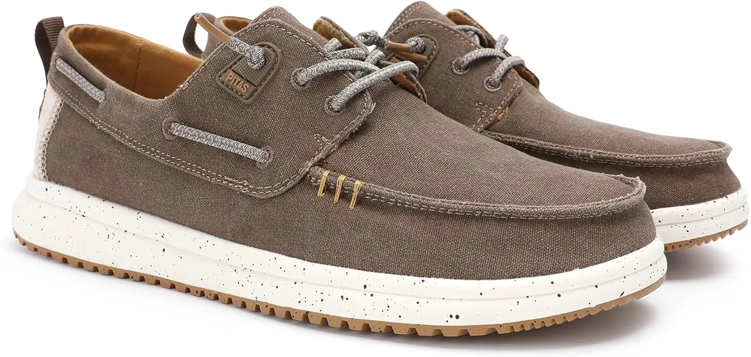 PITAS Byron Mens Boat Shoes | Lightweight Slip-On Loafers | Ultra-Comfortable Casual Shoes for Men | Taupe