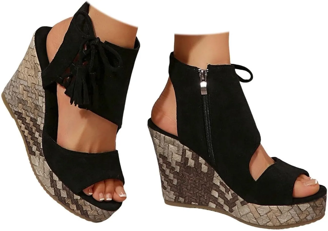 Platform Wedge Sandals for Women Dressy Summer Comfortable Wedge Sandals Ankle Strap Open Toe Espadrilles Sandal Slip On Walking Shoes Wide Width Casual Boho Dress Shoes