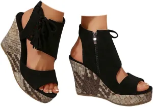 Platform Wedge Sandals for Women Dressy Summer Comfortable Wedge Sandals Ankle Strap Open Toe Espadrilles Sandal Slip On Walking Shoes Wide Width Casual Boho Dress Shoes