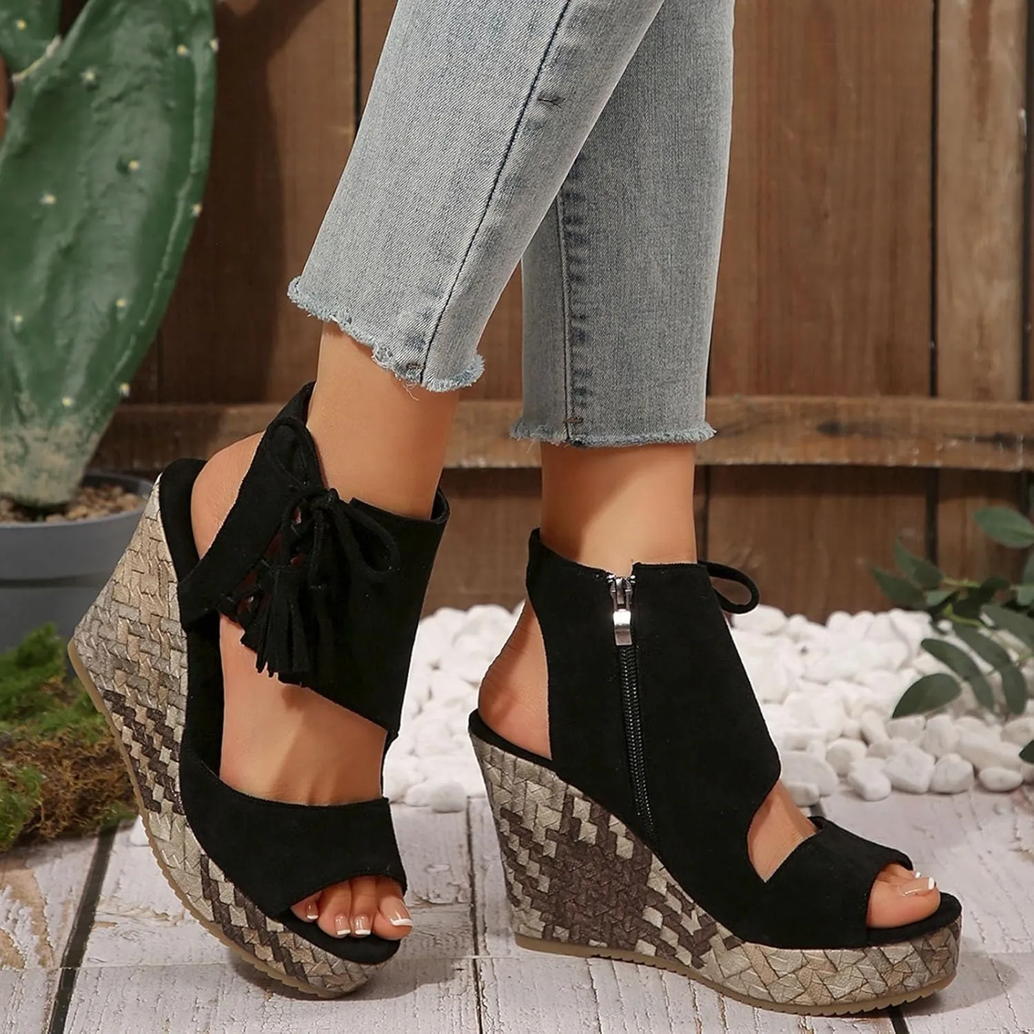 Platform Wedge Sandals for Women Dressy Summer Comfortable Wedge Sandals Ankle Strap Open Toe Espadrilles Sandal Slip On Walking Shoes Wide Width Casual Boho Dress Shoes