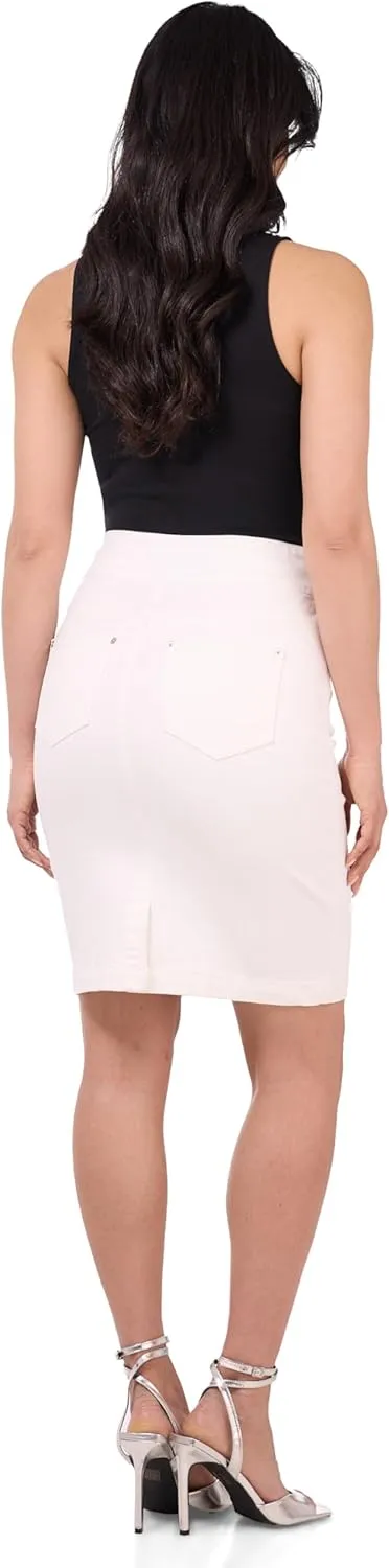 REKUCCI Womens Ease into Comfort Pull-On Stretch Denim Skirt  Soft Jean Fabric, Flattering Slim Fit, All-Day Comfort