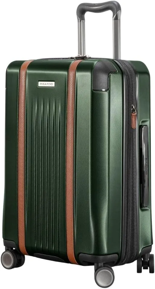 Ricardo Beverly Hills Montecito 2.0 Hardside with Dual Spinning Wheels, Expandable with Comfort Grip for Easy Packing and Moving, Men and Women, Hunter Green, Carry-On 21-Inch