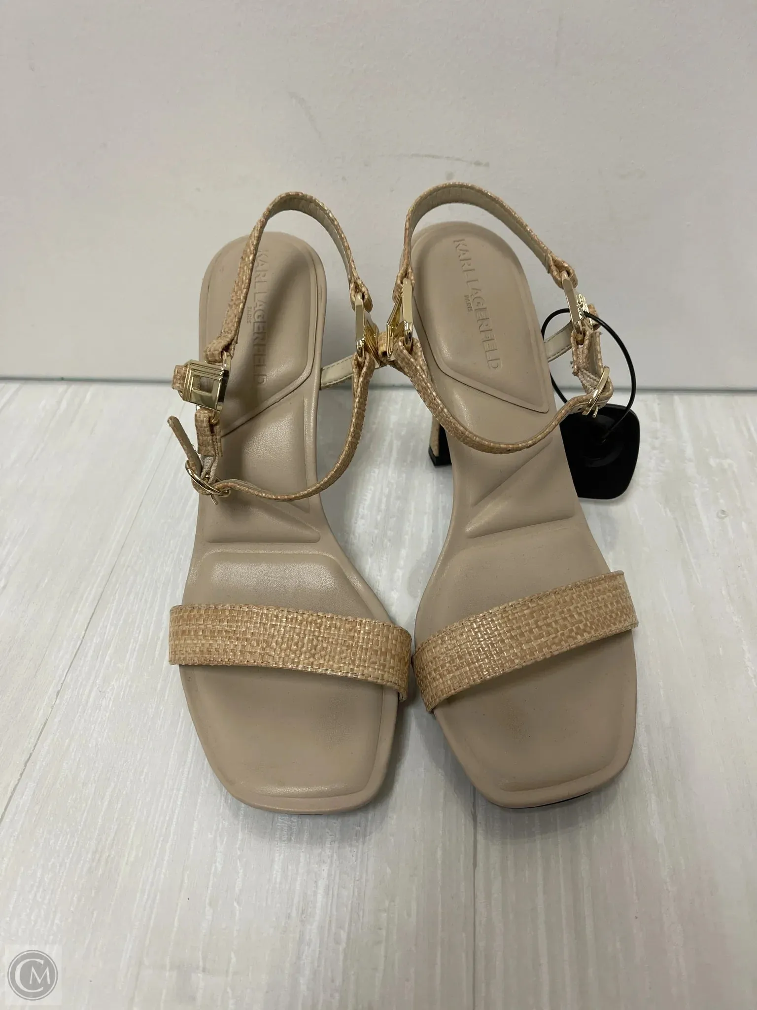 Sandals Heels Block By Karl Lagerfeld In Cream, Size: 9