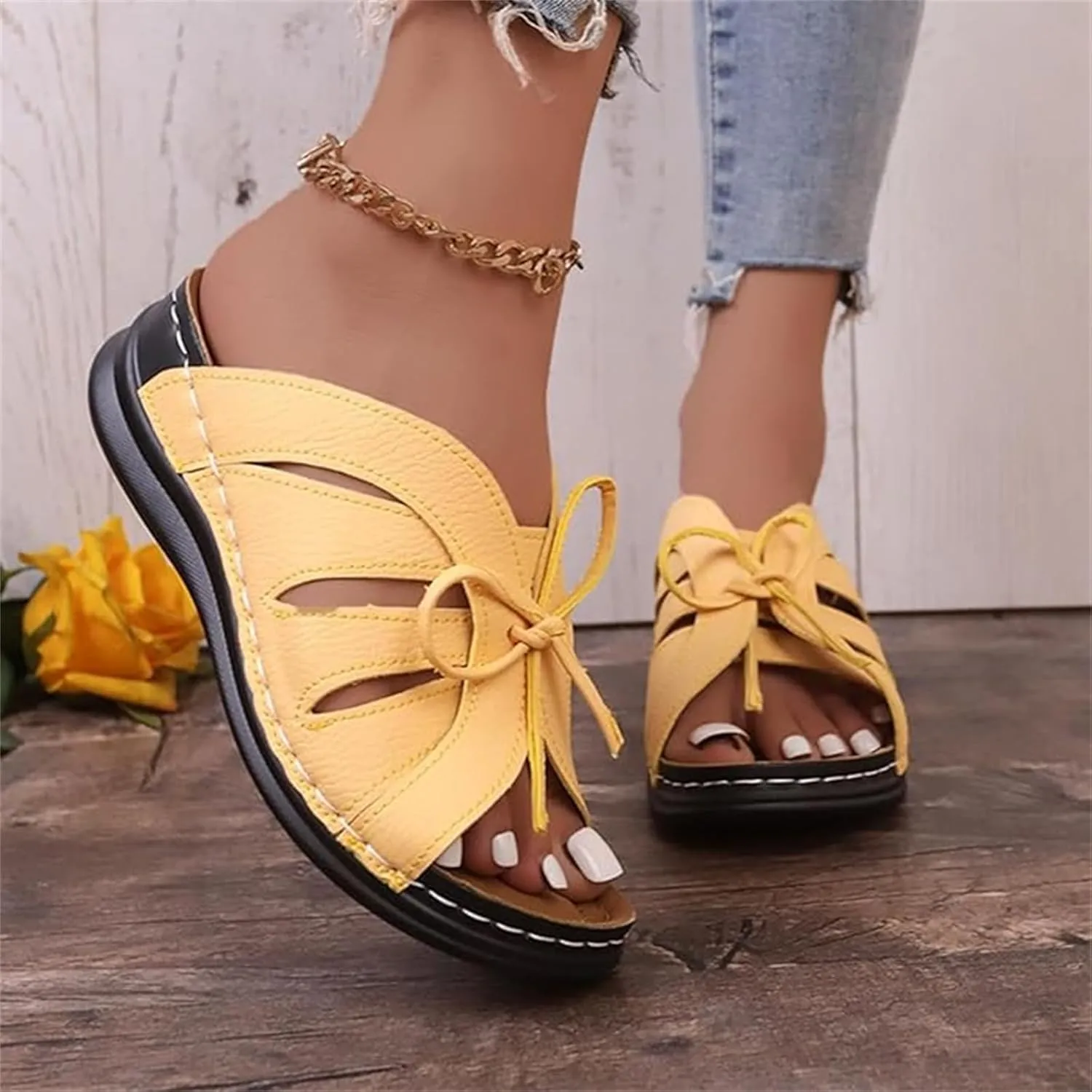 Sandals Women Comfortable Dressy Wedge Sandals Orthopedic Slippers Walking Summer Orthotic Flip Flops with Arch Support
