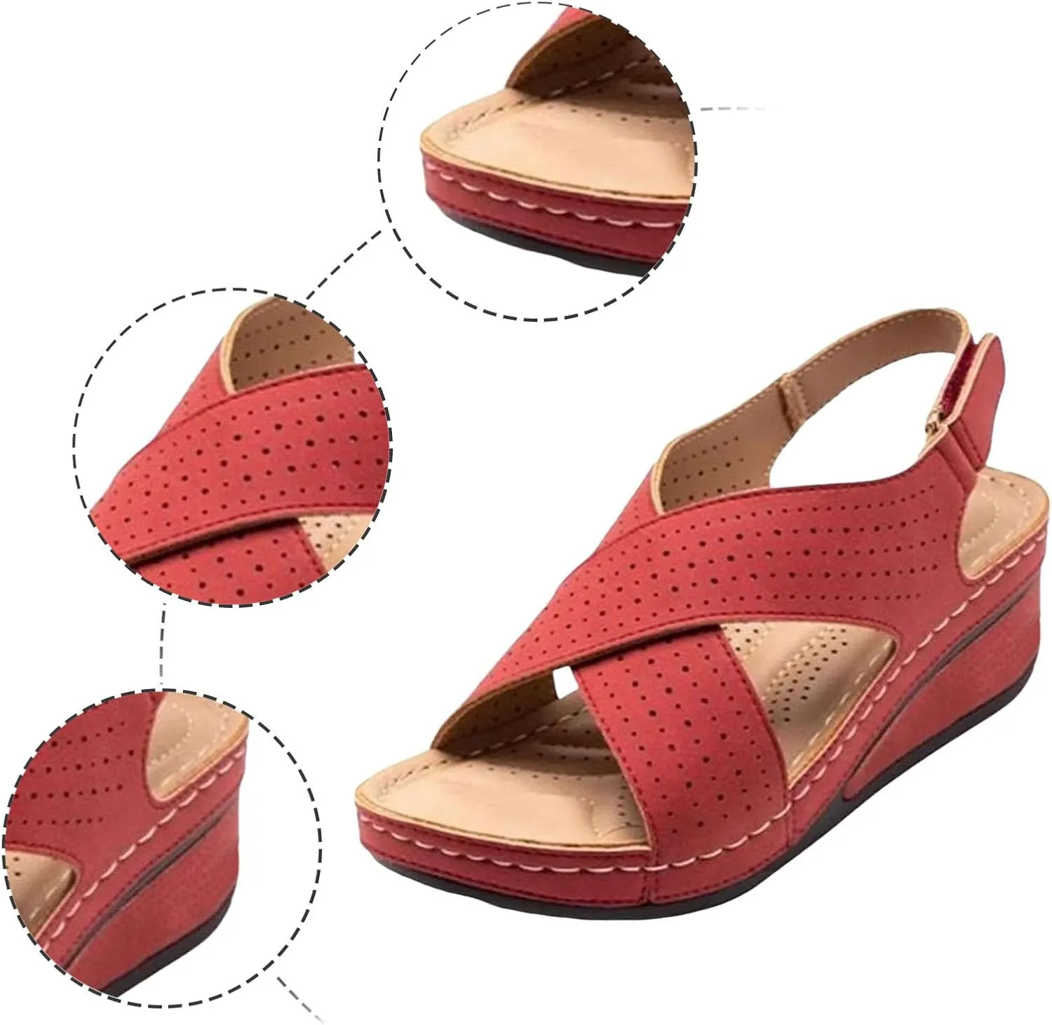 Sandals Women's Shoes Plantar Fasciitis Comfort Wedge Open Toe Ankle Strap Wide Fit Cushion Sandals Women