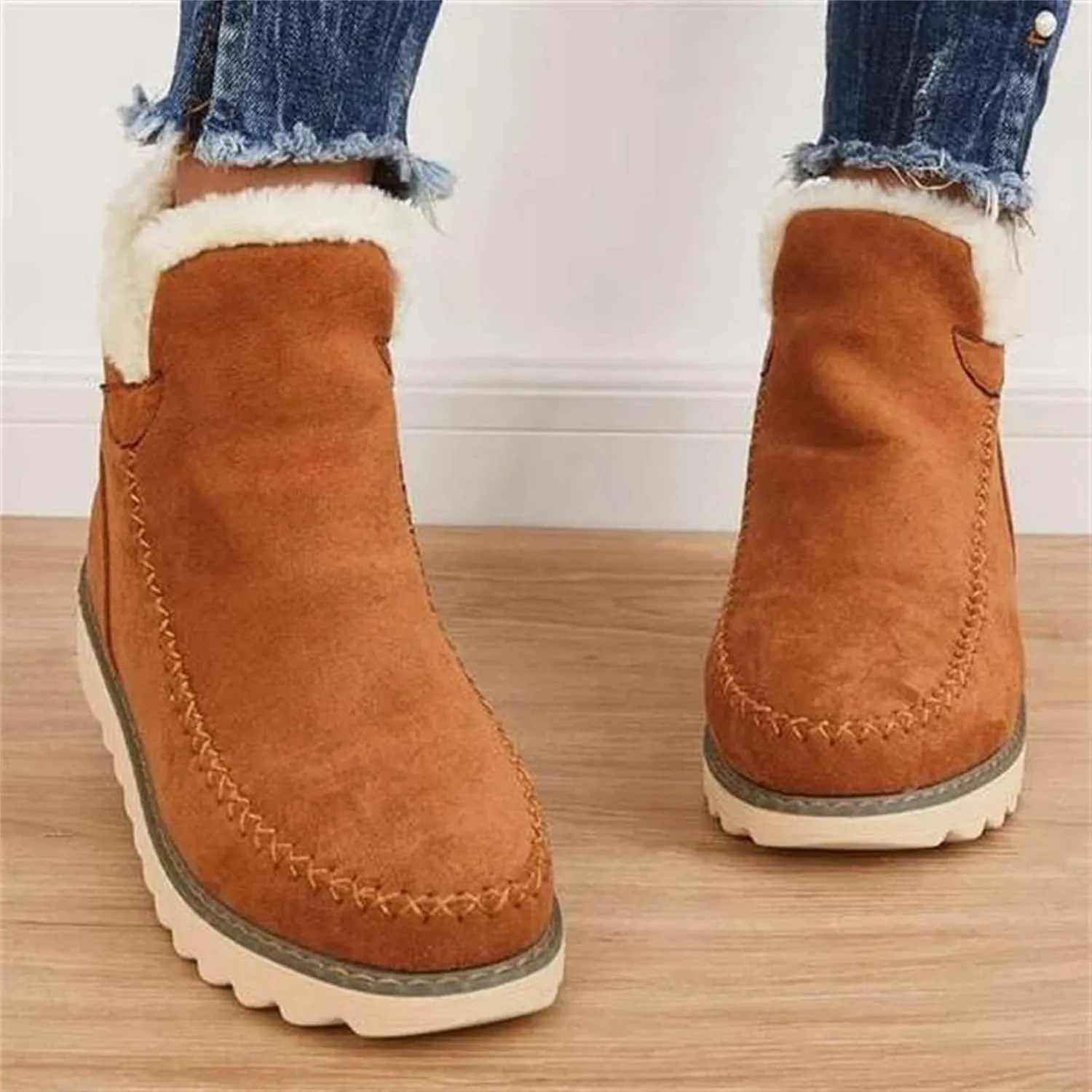 SBGMoSJ Winter Waterproof Boots for Woman Womens Boots Winter Slip on Winter Boots Womens Heel Womens Tennis Shoes for Snow Walking Botas Contra El Agua Para Mujer Con Tela Adentro