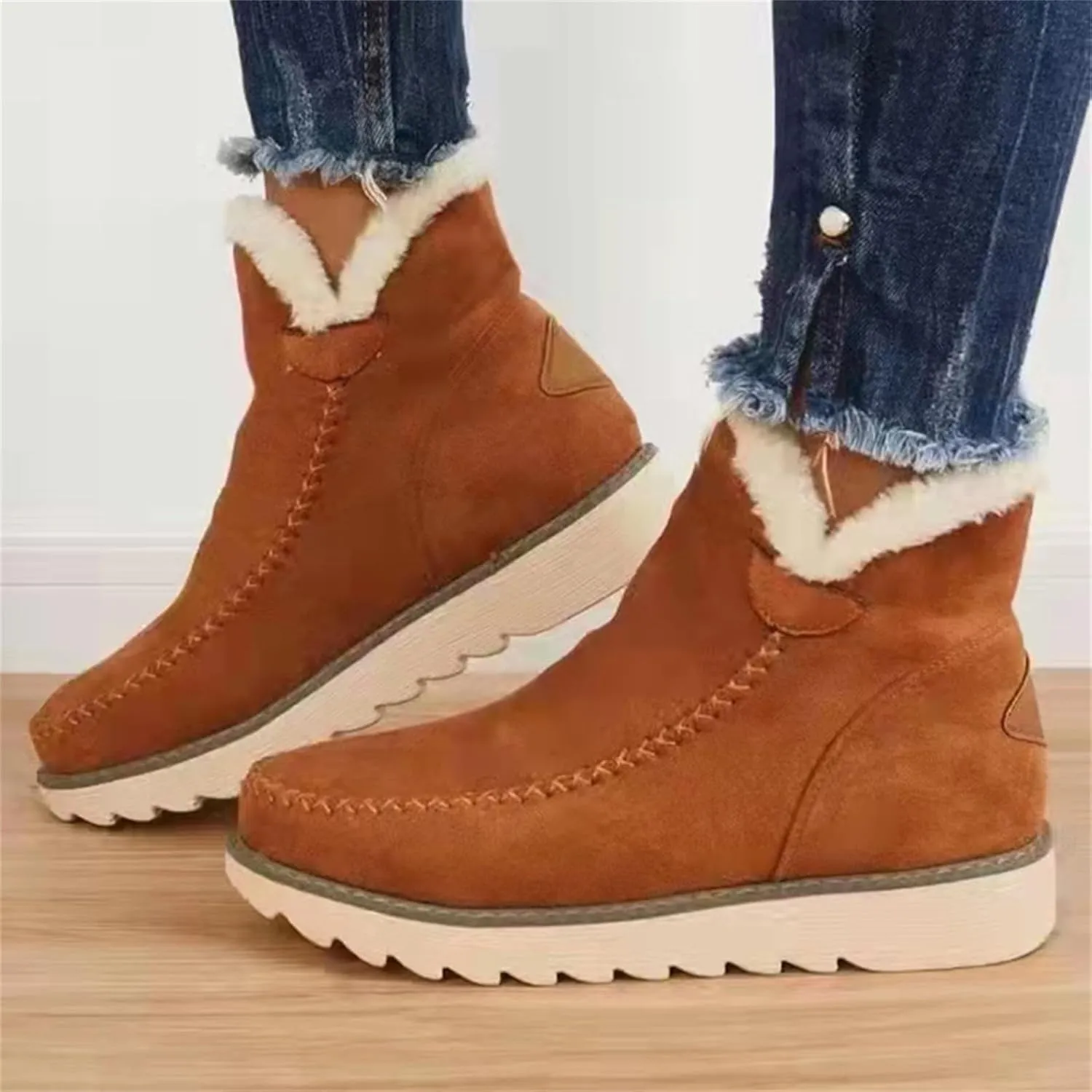 SBGMoSJ Winter Waterproof Boots for Woman Womens Boots Winter Slip on Winter Boots Womens Heel Womens Tennis Shoes for Snow Walking Botas Contra El Agua Para Mujer Con Tela Adentro