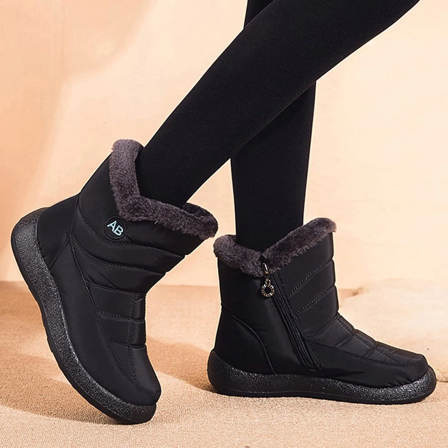 Snow Boots for Women Cute Waterproof Winter Walking Boots for Women Waterproof Winter Brown Fur Boots for Women Waterproof Womens Winter Snow Walking Shoes Botas De Frio Para Mujer Bajita