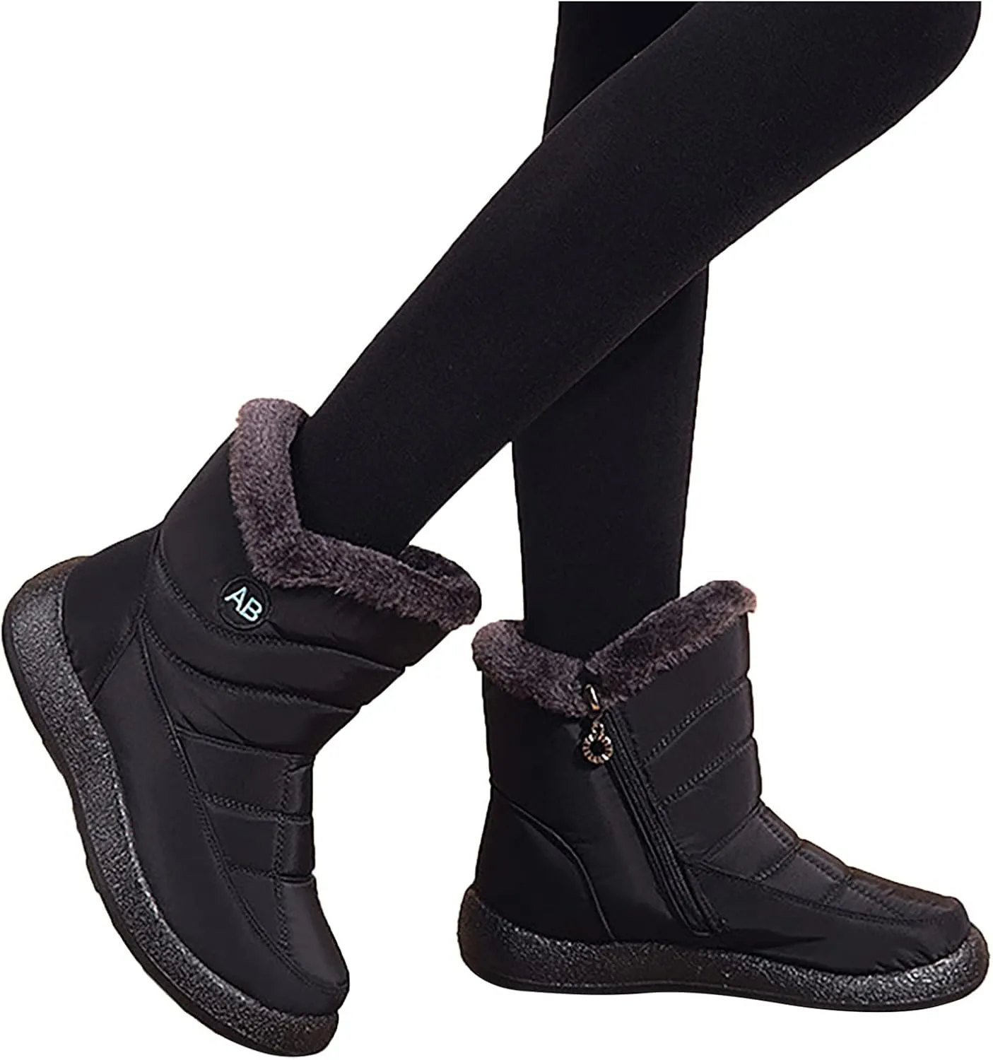 Snow Boots for Women Cute Waterproof Winter Walking Boots for Women Waterproof Winter Brown Fur Boots for Women Waterproof Womens Winter Snow Walking Shoes Botas De Frio Para Mujer Bajita