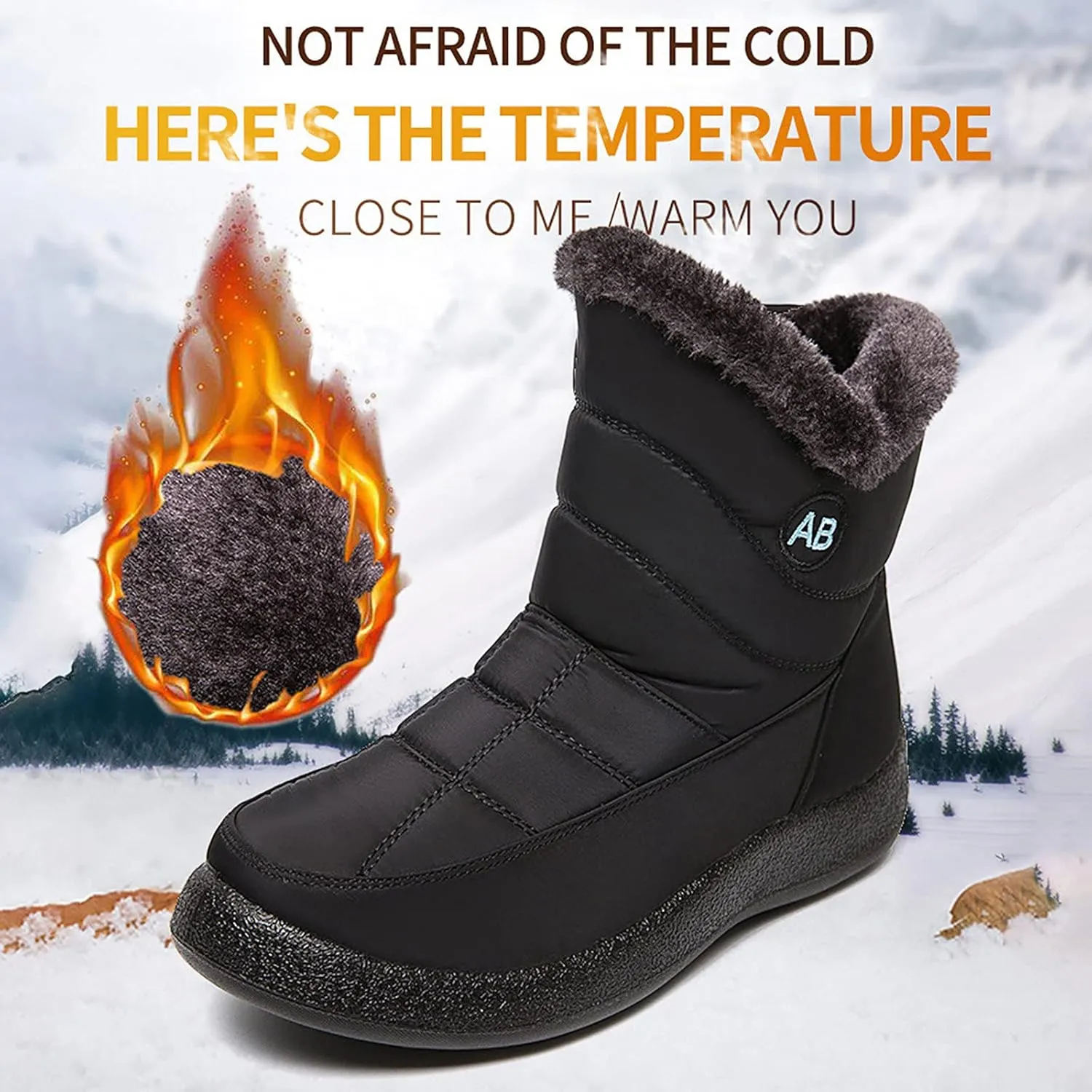 Snow Boots for Women Cute Waterproof Winter Walking Boots for Women Waterproof Winter Brown Fur Boots for Women Waterproof Womens Winter Snow Walking Shoes Botas De Frio Para Mujer Bajita