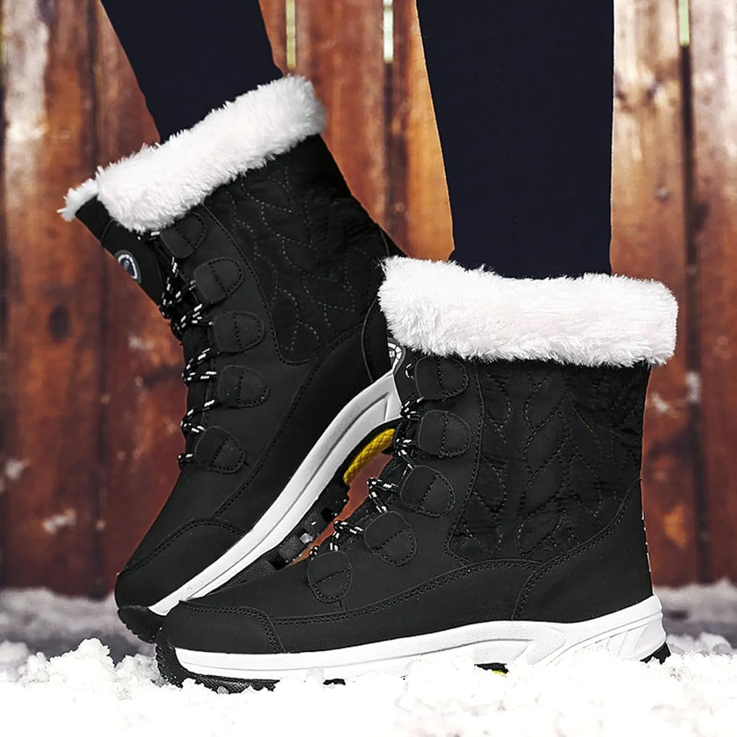 Snow Boots for Women Knee High Non Slip Winter Snow Boots for Women Size 12 Womens Winter Boots Waterproof Slip on Winter Boot Women Tall Winter Boots for Women with Heel