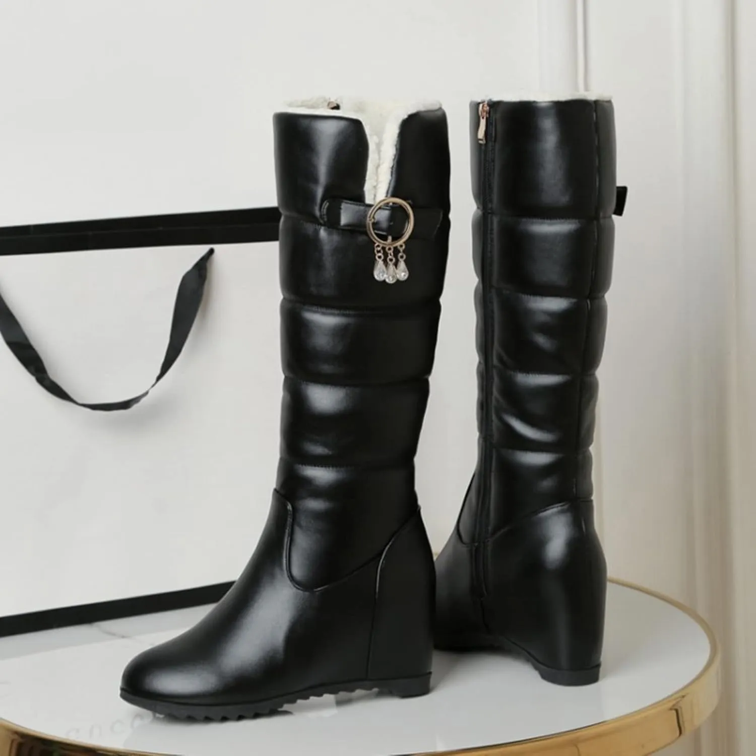 Snow Boots for Women Wide Leg Winter Boots Women Wide Width Slip On Boots for Women Winter Boots for Women 2024 Women's Snow Boots Wide Width Black of Friday Deals 2024