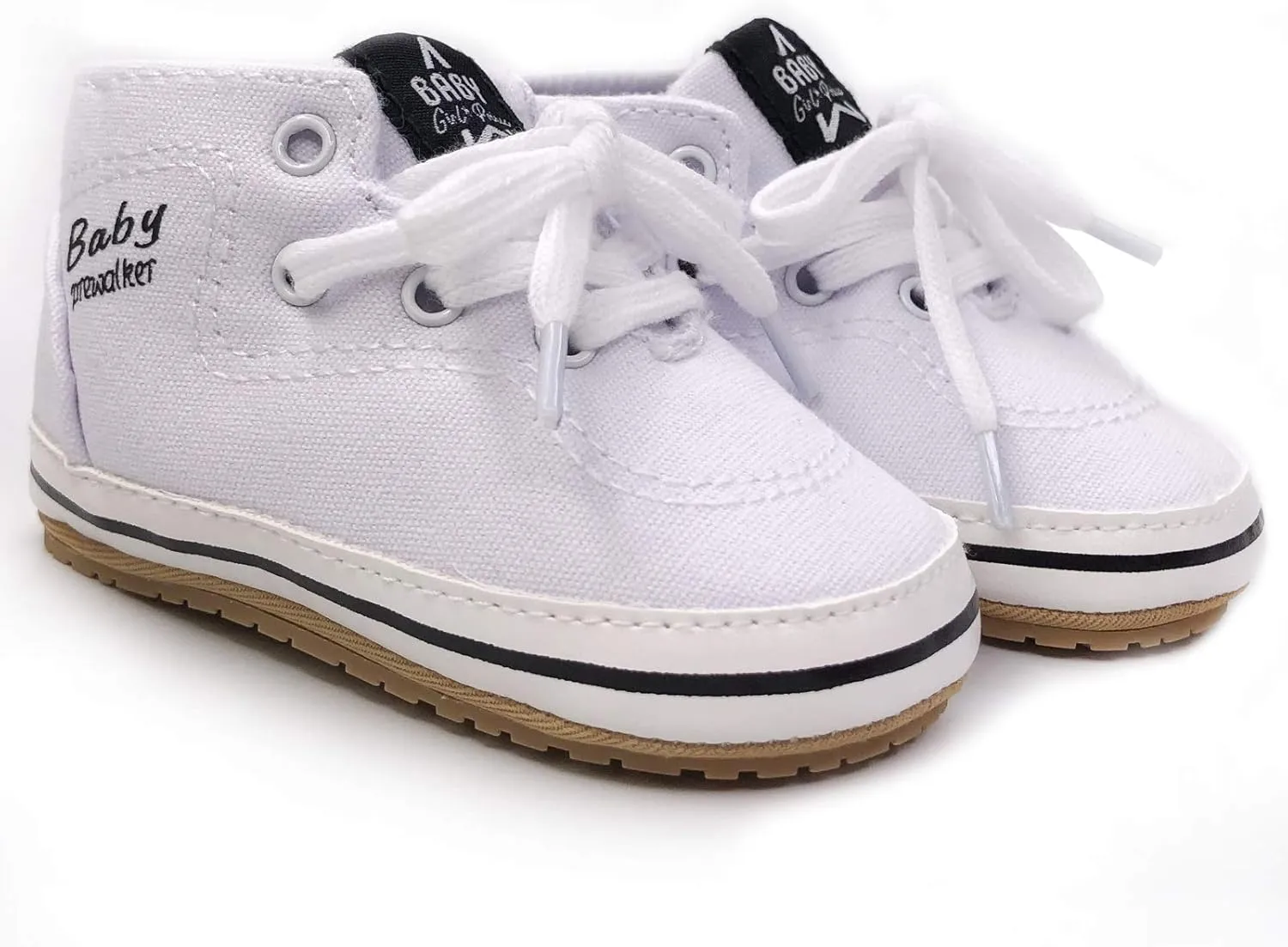 SOFMUO Baby Boys Girls Sneakers High Top Ankle PU Leather Non-Slip Moccasins Soft Rubber Sole Infant Booties Toddler Uniform Dress Shoes