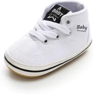 SOFMUO Baby Boys Girls Sneakers High Top Ankle PU Leather Non-Slip Moccasins Soft Rubber Sole Infant Booties Toddler Uniform Dress Shoes