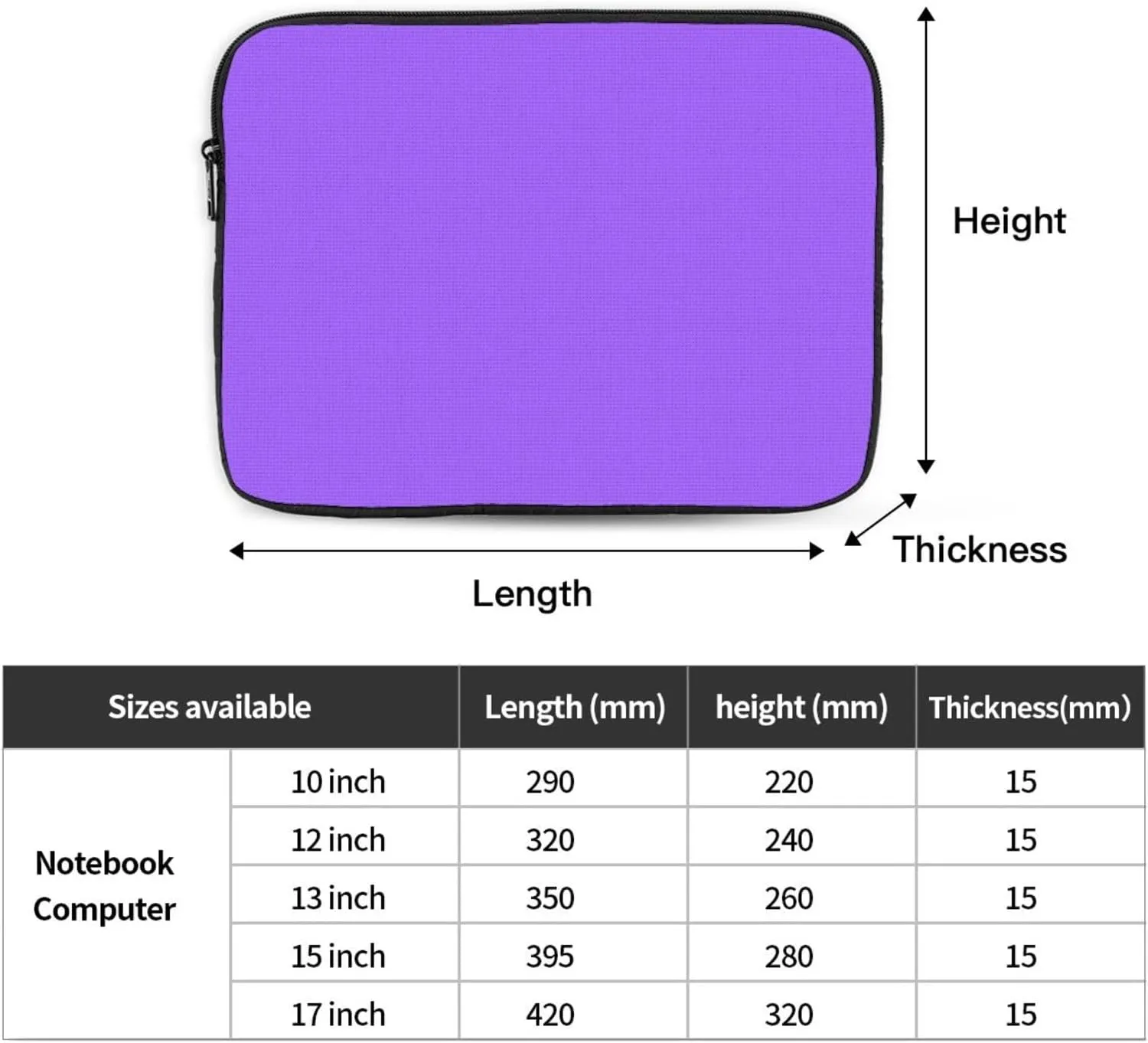 Solid Color Light Purple Laptop Bag Durable Computer Carrying Case for Most Laptops and Ipads Shock Resistant Slim Sleeve 15 Inch