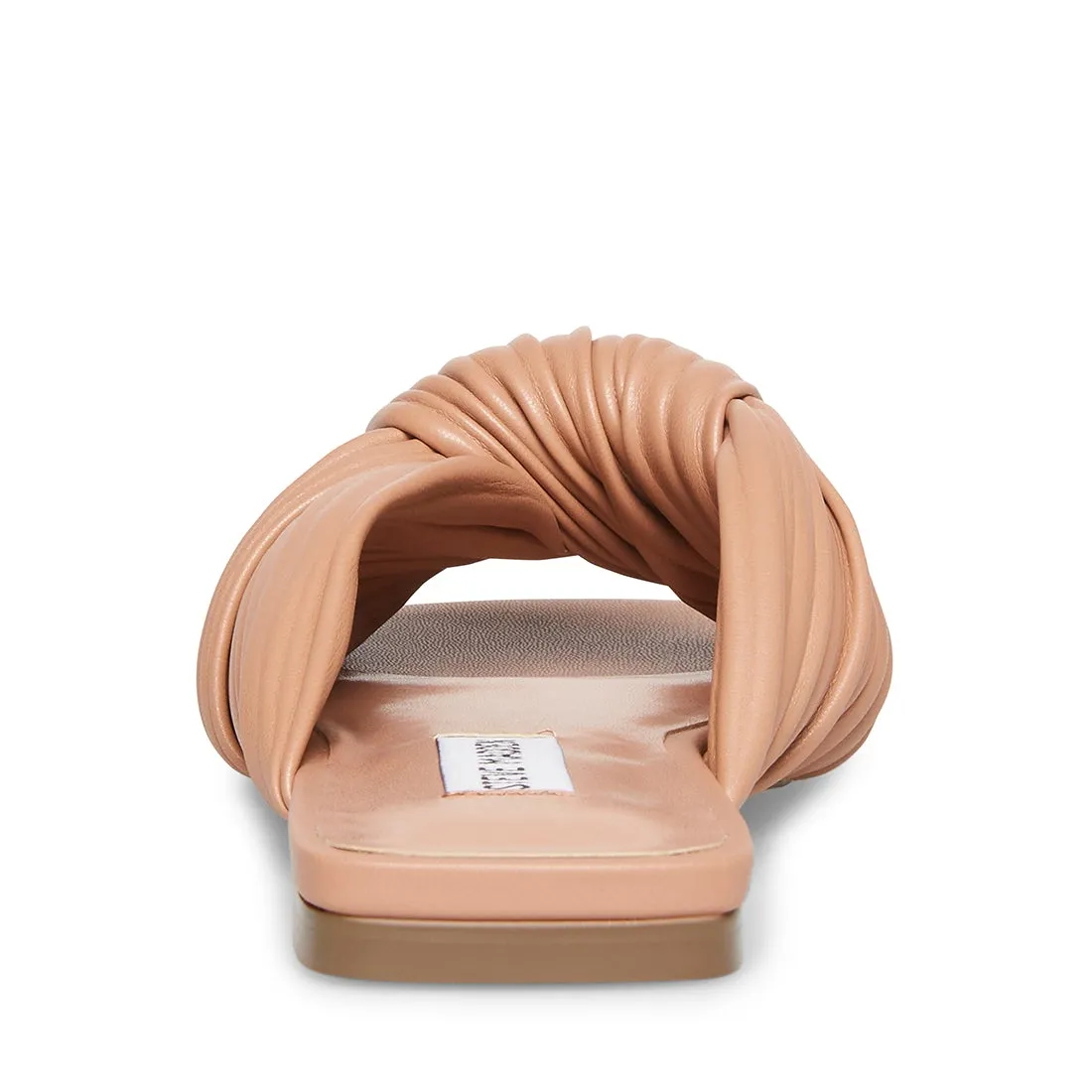 Steve Madden Mentor Tan Nude Flat Slide Mule Sandals Puffy Slip On Flat Sandals