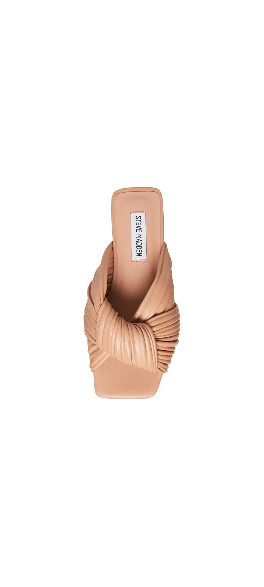 Steve Madden Mentor Tan Nude Flat Slide Mule Sandals Puffy Slip On Flat Sandals