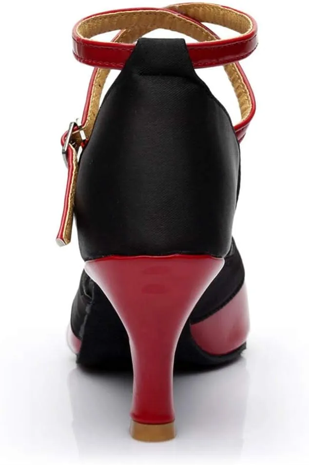Strappy Heels for Women Leather Latin Ballroom Sandals Latin Dance Tango Shoes Performance Practice Dancing Shoes