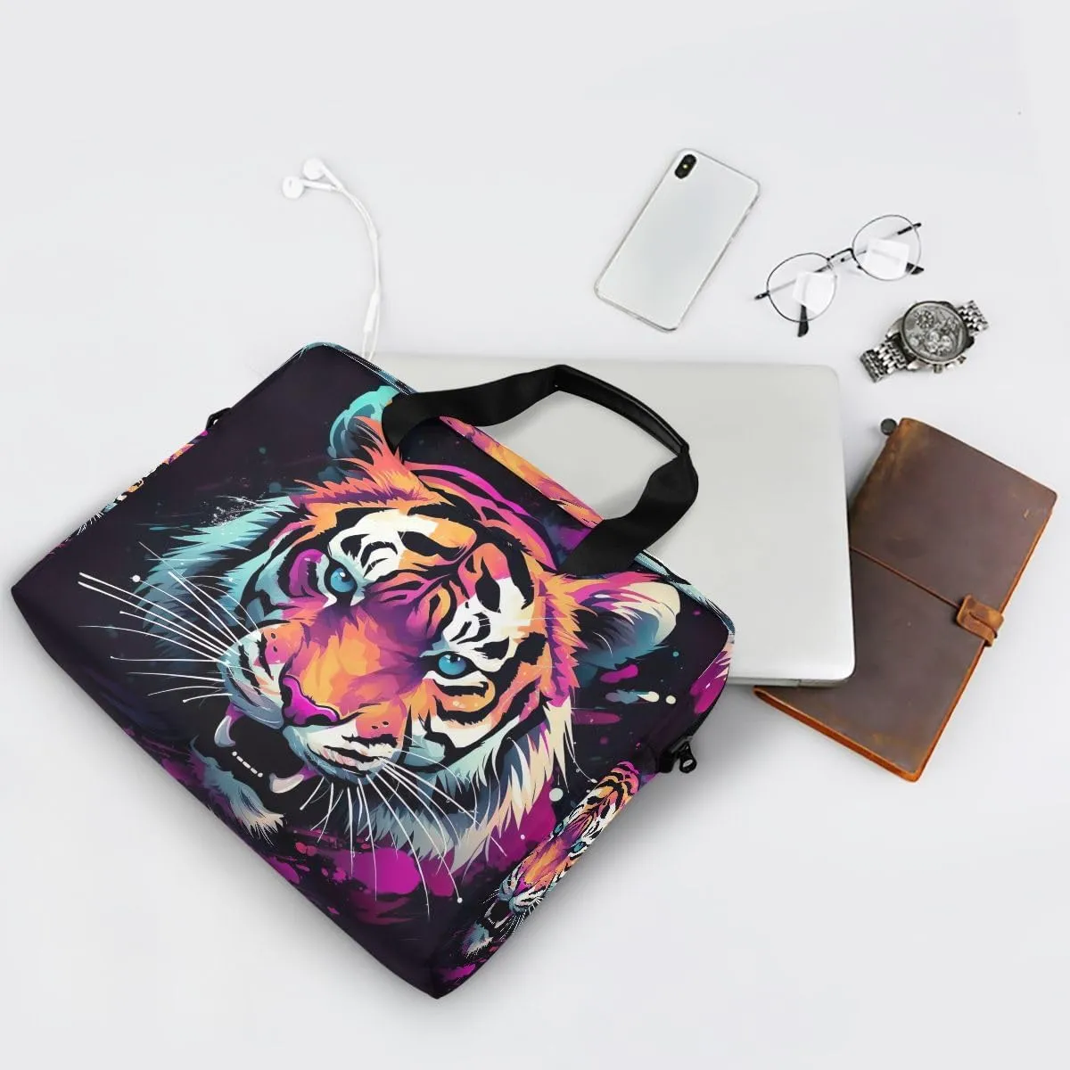 Sugar Skull Wearing Floral Hat Laptop Bag 15.6 Inch Laptop Case Slim Computer Bag Briefcase Work Travel