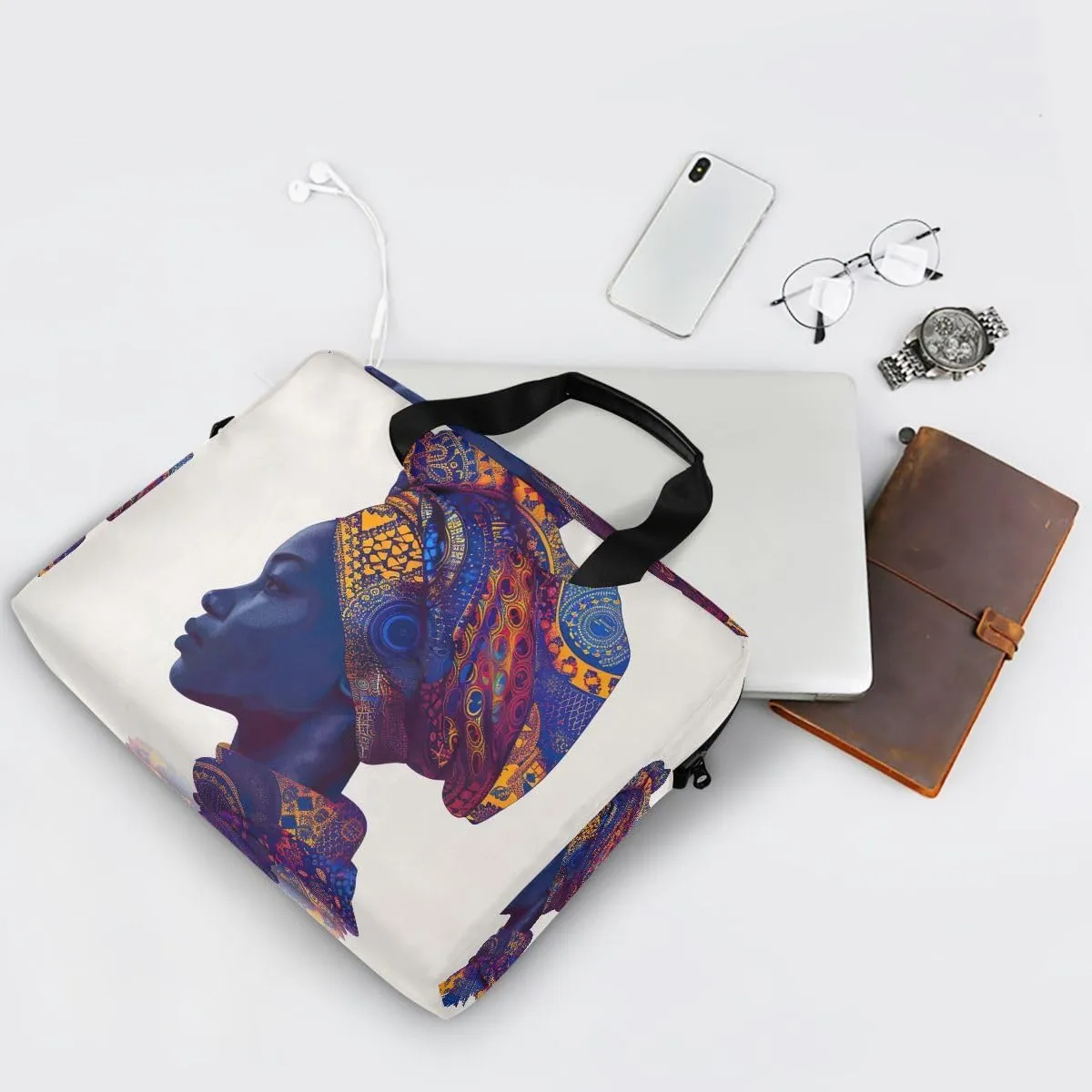 Sugar Skull Wearing Floral Hat Laptop Bag 15.6 Inch Laptop Case Slim Computer Bag Briefcase Work Travel