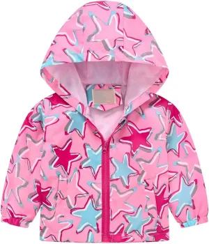 Toddler Baby Boys Girls Butterfly Print Windbreaker Rain Jacket Lightweight Waterproof Hooded Coat Fall Clothes