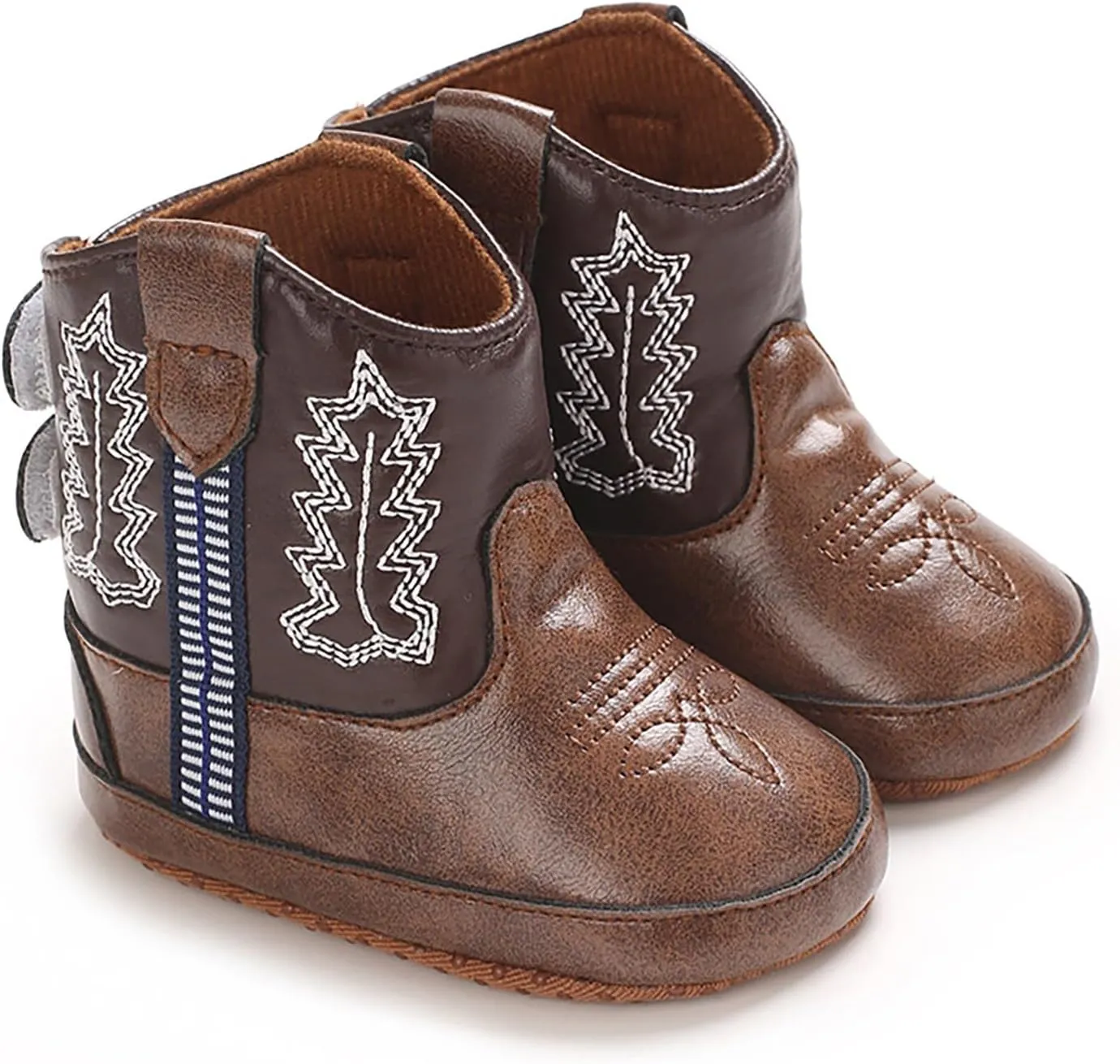 Toddler Infant Leather Soft Sole Cowboy Boots for Baby Boys Girls Newborn Prewalker Non Slip Shoes with Embroidery