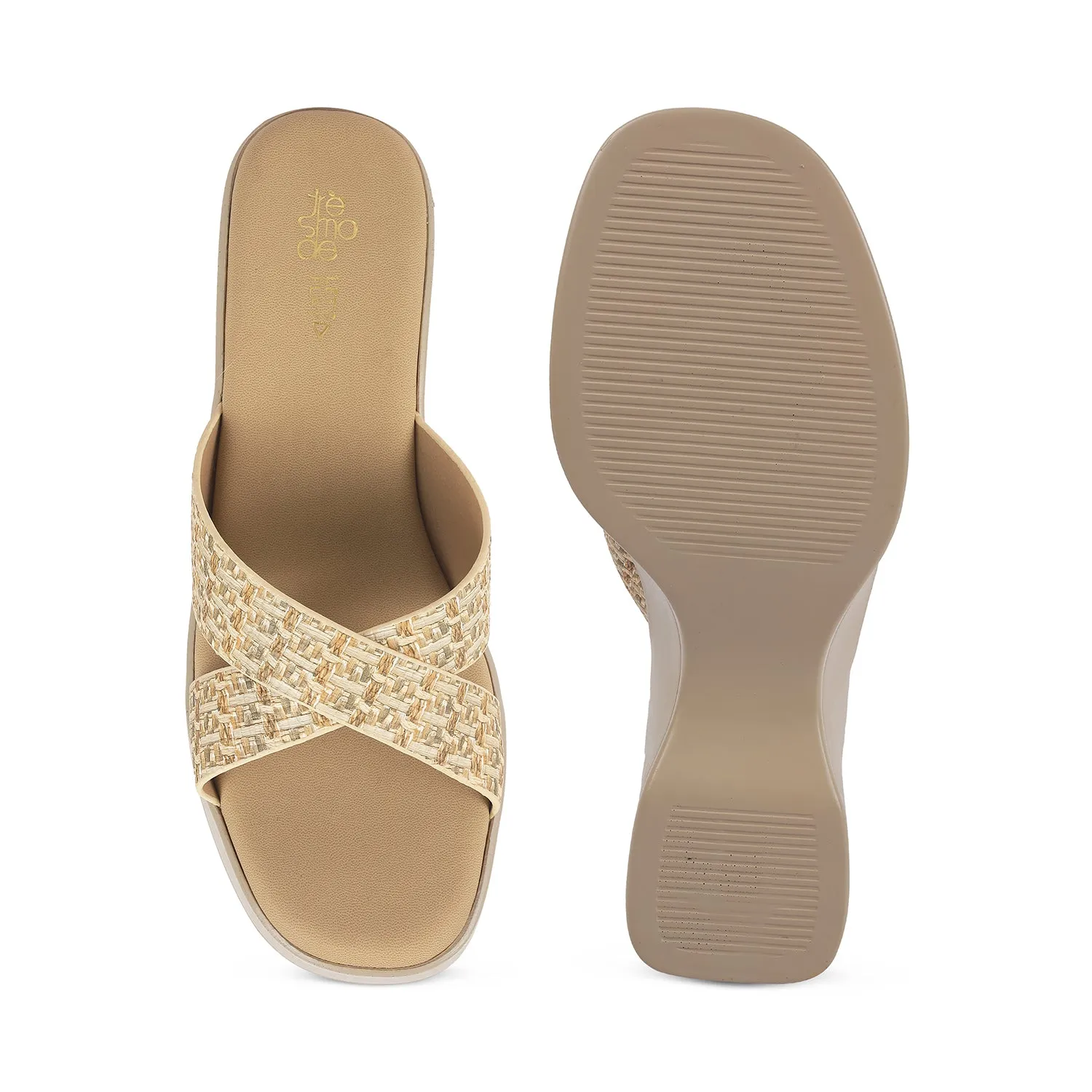Tresmode Morio Beige Women's Dress Heel Sandals