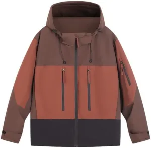Unisex Hooded Windbreaker, Waterproof Lightweight Jacket, Patchwork Color, Casual