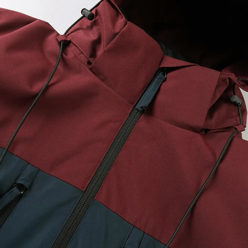 Unisex Hooded Windbreaker, Waterproof Lightweight Jacket, Patchwork Color, Casual