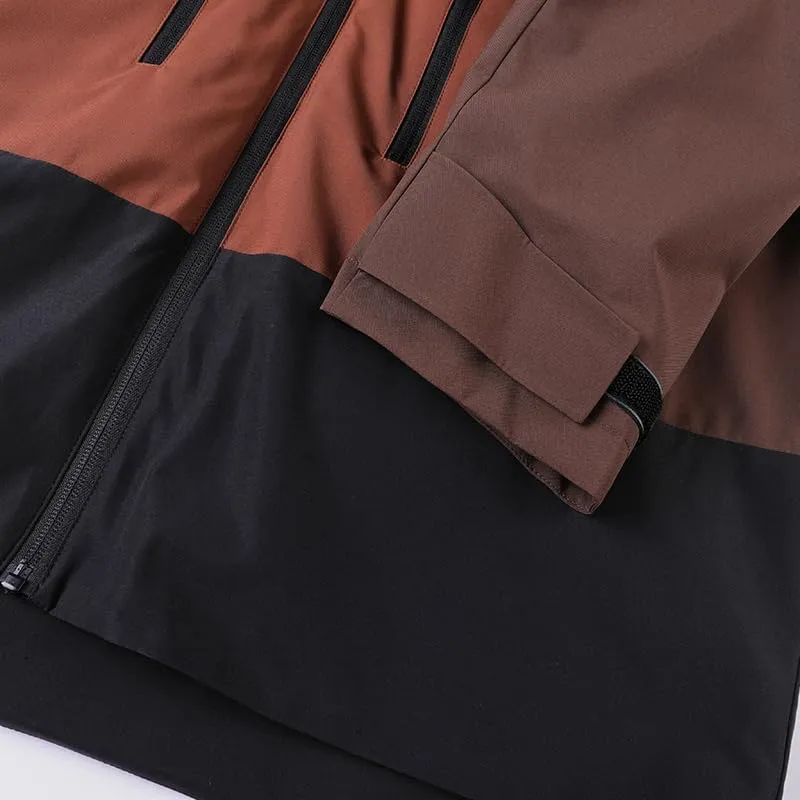Unisex Hooded Windbreaker, Waterproof Lightweight Jacket, Patchwork Color, Casual