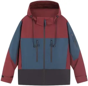 Unisex Hooded Windbreaker, Waterproof Lightweight Jacket, Patchwork Color, Casual