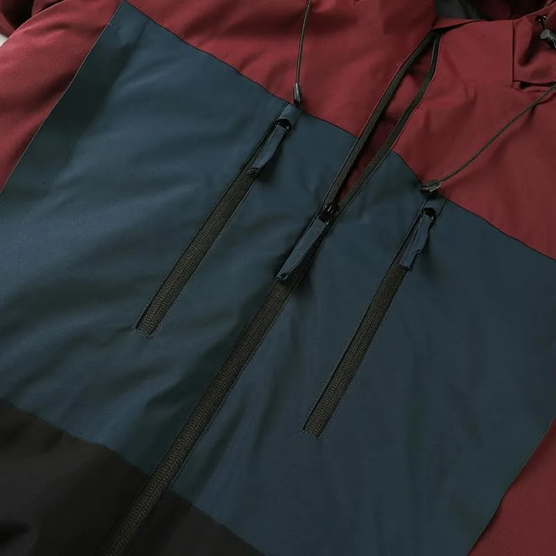 Unisex Hooded Windbreaker, Waterproof Lightweight Jacket, Patchwork Color, Casual