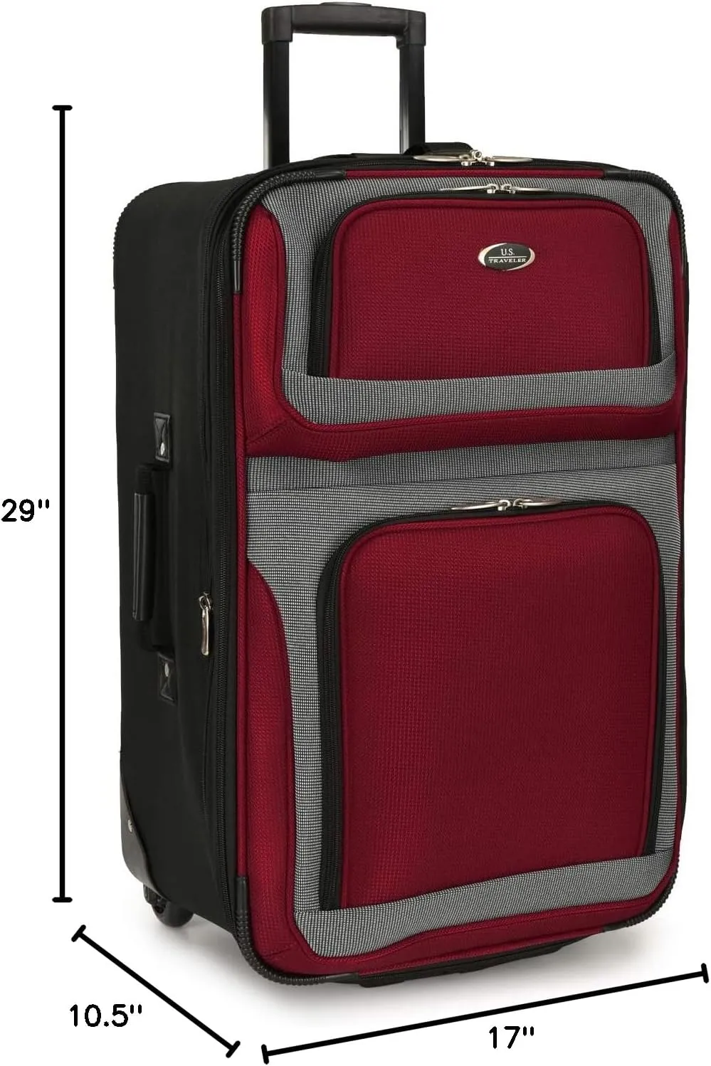 U.S. Traveler New Yorker Lightweight Softside Expandable Travel Rolling Luggage, Deep Red, 4-Piece Set (15/21/25/29)