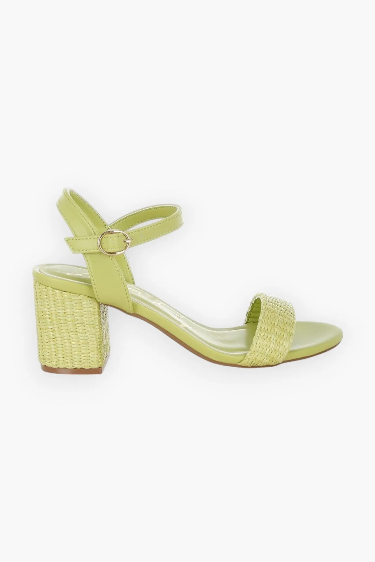 Vibrant Raffia Block Heel Sandals